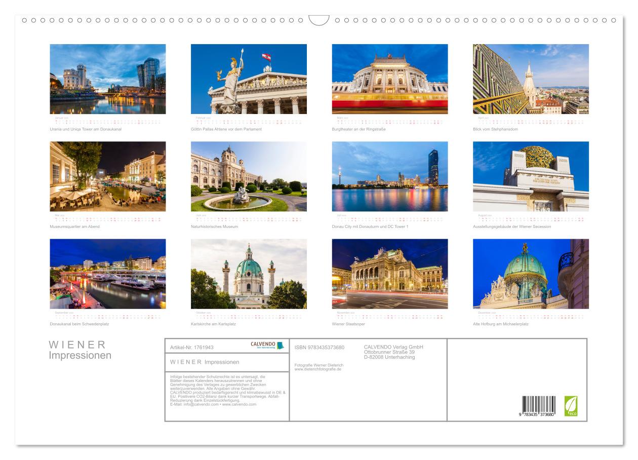 Beispielinhalt (Bild) W I E N E R Impressionen (Wandkalender 2025 DIN A2 quer), CALVENDO Monatskalender