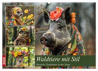 Vorderes Coverbild Waldtiere mit Stil. Tierische Trendsetter in der Natur (Wandkalender 2025 DIN A2 quer), CALVENDO Monatskalender