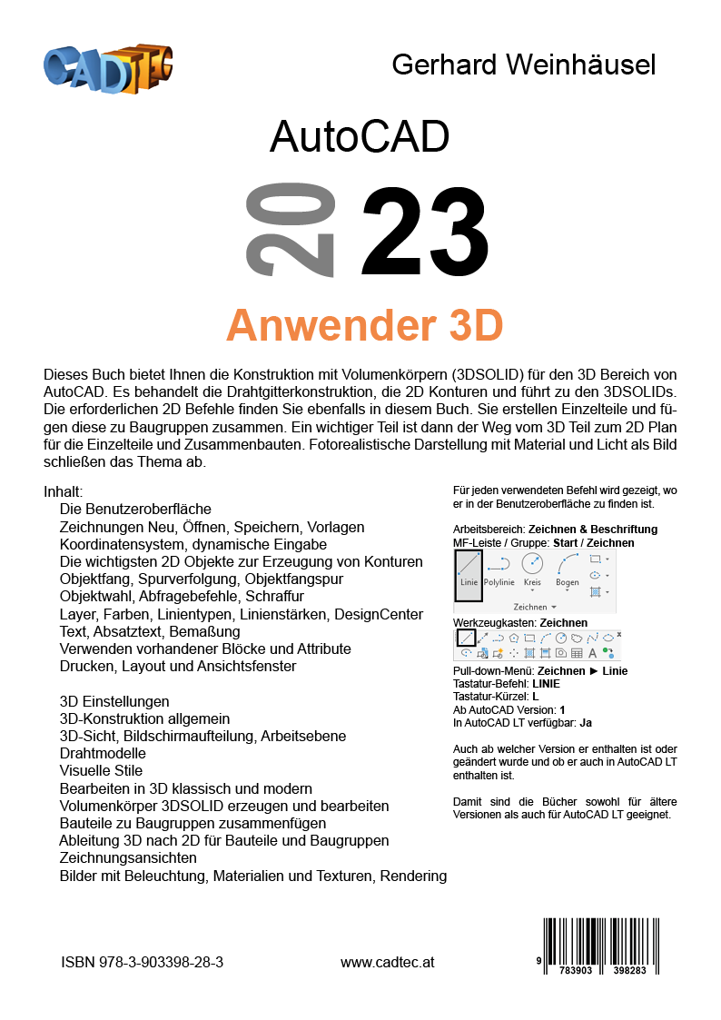 Rückseitencover AutoCAD 2023 Anwender 3D
