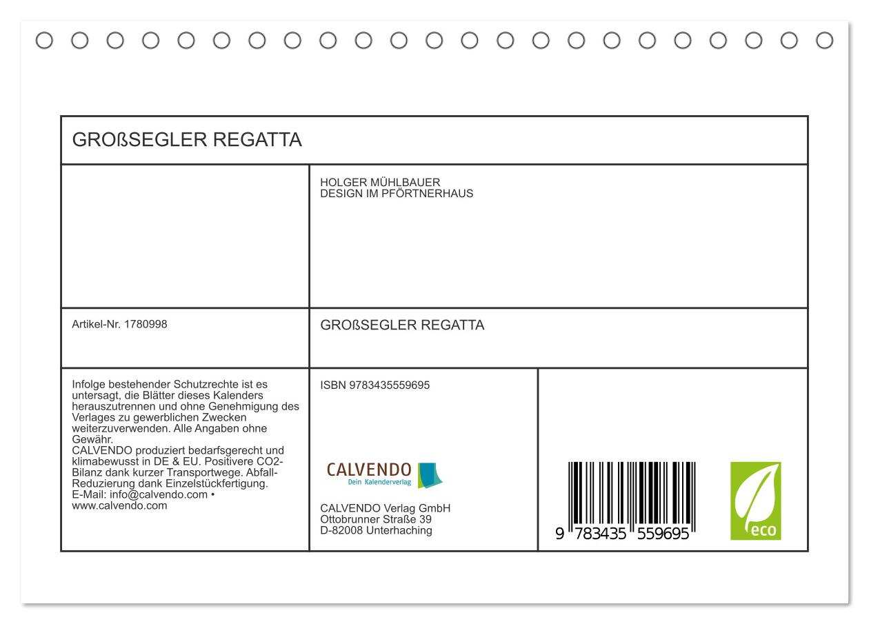 Beispielinhalt (Bild) GROßSEGLER REGATTA (Tischkalender 2025 DIN A5 quer), CALVENDO Monatskalender