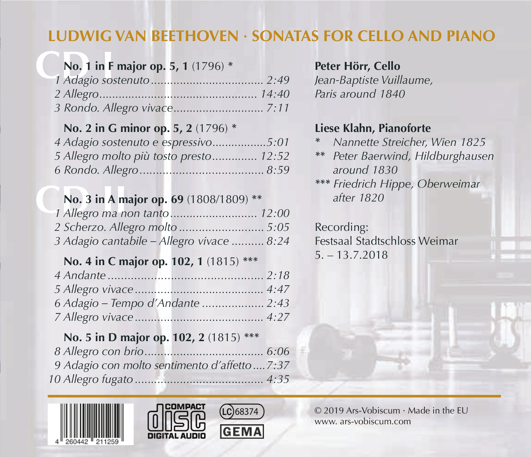 Rückseitencover Beethoven Sonatas