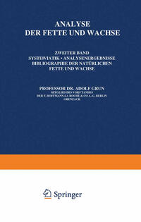 Vorderes Coverbild Analyse der Fette und Wachse