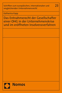Vorderes Coverbild Das Entnahmerecht der Gesellschafter einer OHG in der Unternehmenskrise und im eröffneten Insolvenzverfahren