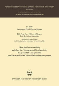Vorderes Coverbild Über den Zusammenhang zwischen der Temperaturabhängigkeit der magnetischen Suszeptibilität und der spezifischen Wärme bei Antiferromagneten
