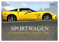 Vorderes Coverbild Sportwagen im künstlerischen Graffiti Style (Tischkalender 2025 DIN A5 quer), CALVENDO Monatskalender