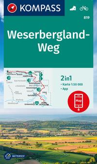 Vorderes Coverbild KOMPASS Wanderkarte 819 Weserbergland-Weg 1:50.000