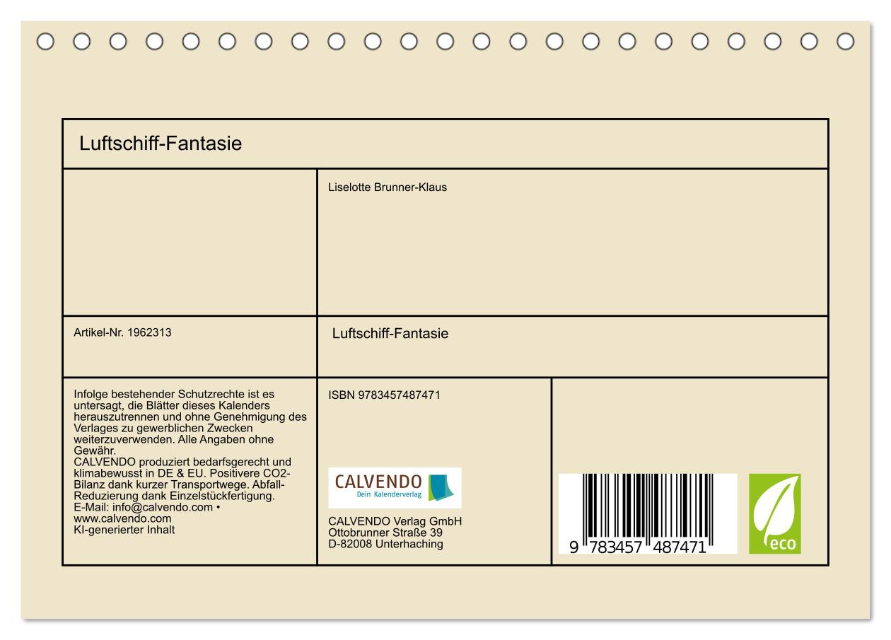 Beispielinhalt (Bild) Luftschiff-Fantasie (Tischkalender 2026 DIN A5 quer), CALVENDO Monatskalender