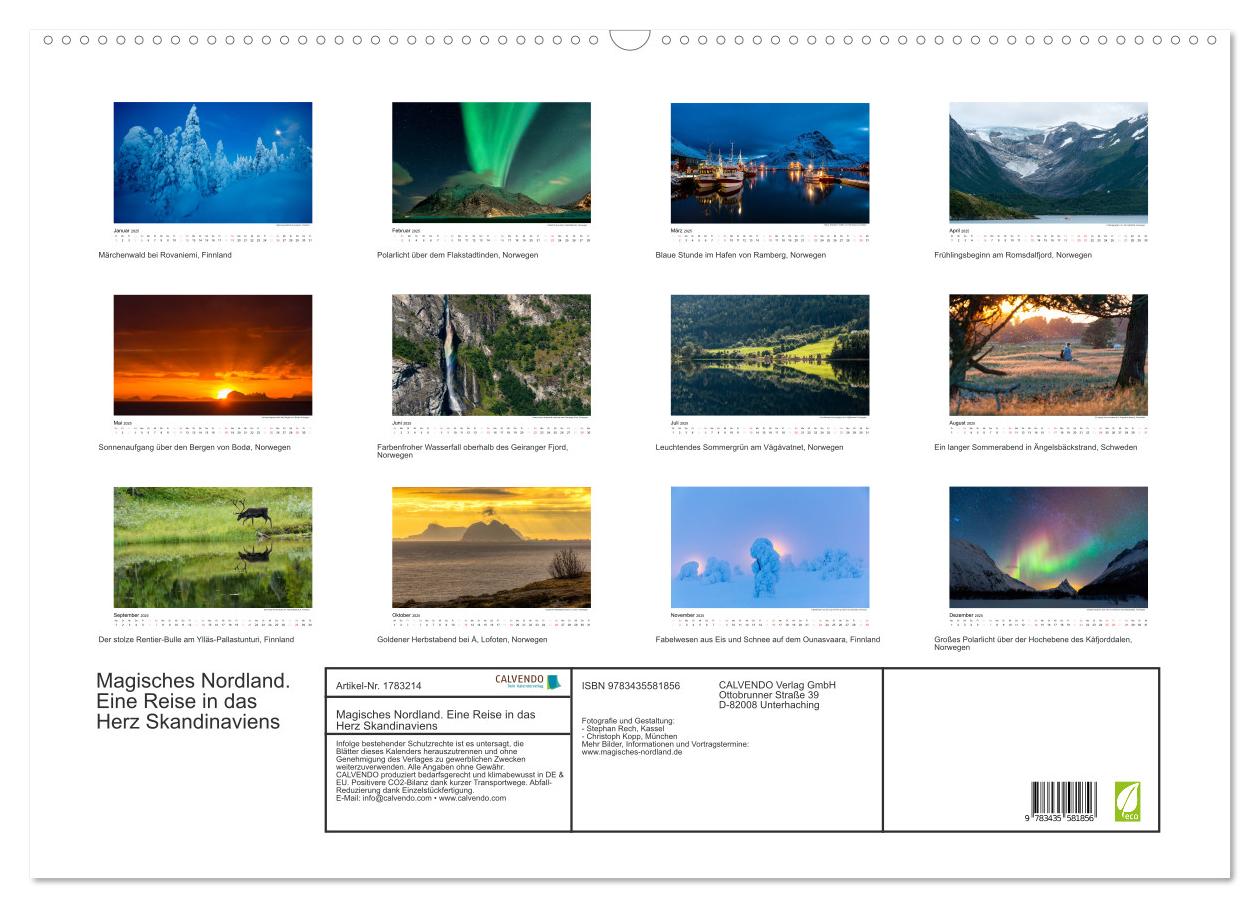 Beispielinhalt (Bild) Magisches Nordland. Eine Reise in das Herz Skandinaviens (Wandkalender 2025 DIN A2 quer), CALVENDO Monatskalender