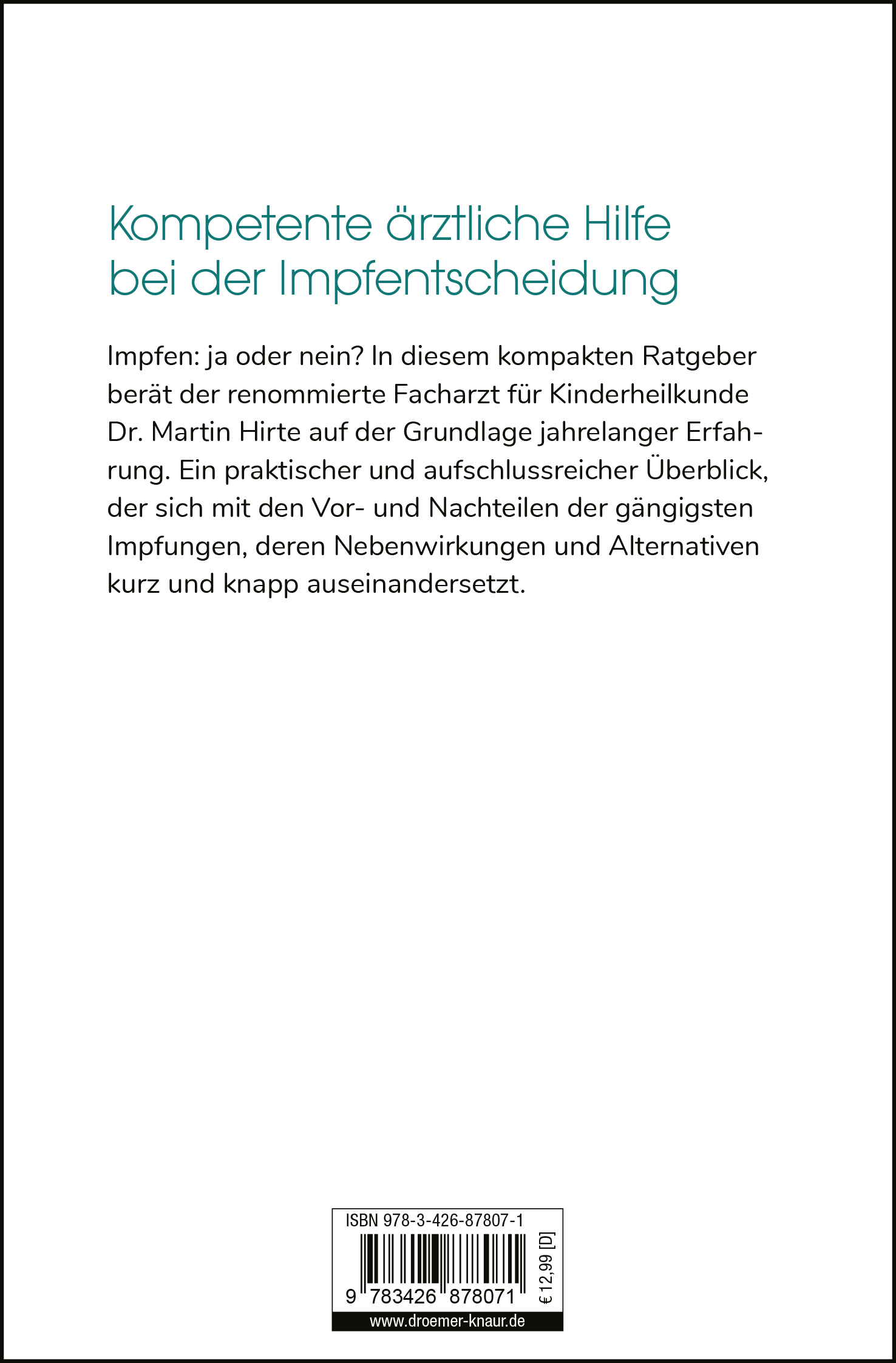 Rückseitencover Impfen kurz & praktisch