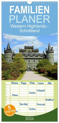 Vorderes Coverbild Familienplaner 2026 - Western Highlands - Schottland mit 5 Spalten (Wandkalender, 21 x 45 cm) CALVENDO