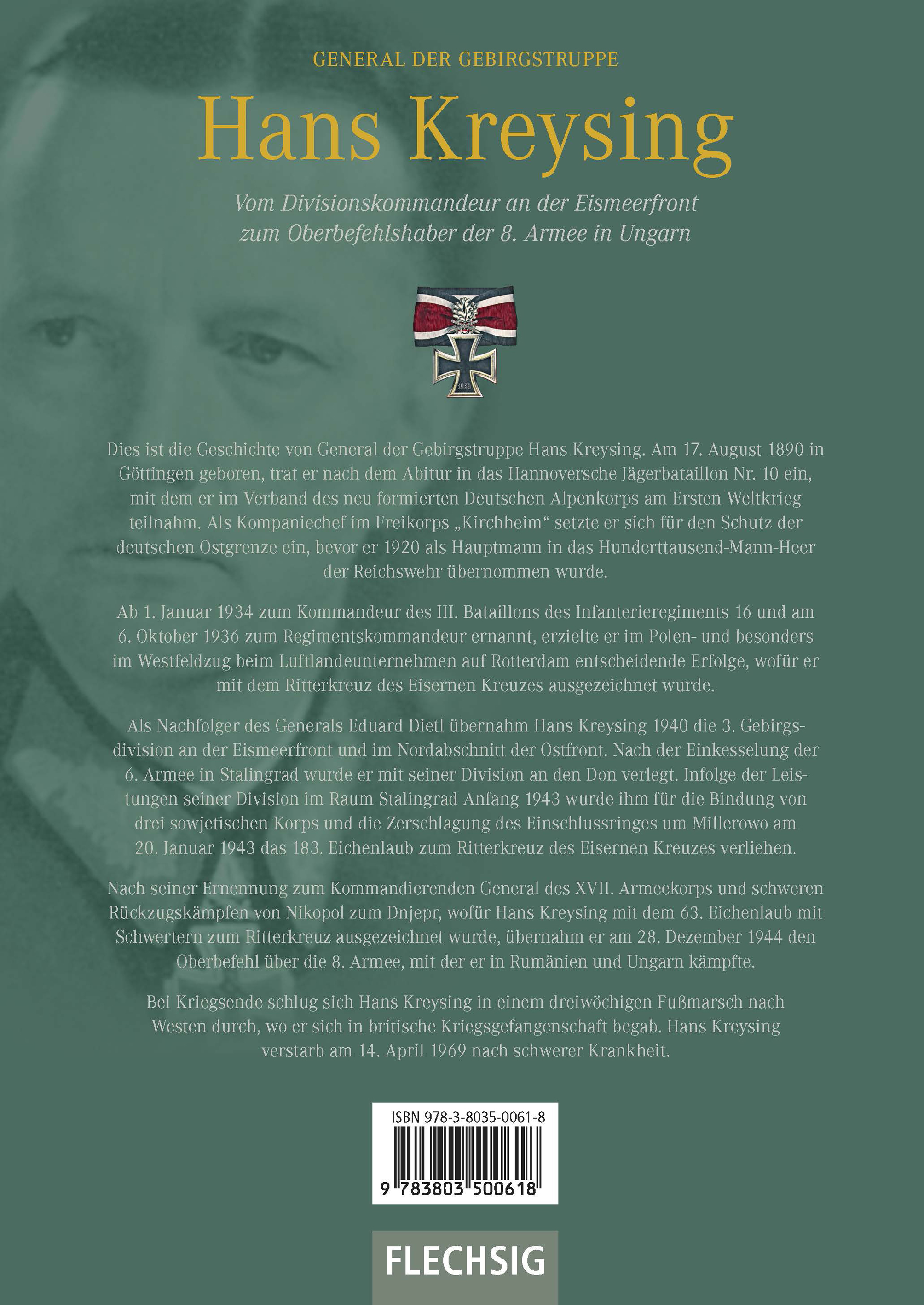 Rückseitencover General der Gebirgstruppe Hans Kreysing