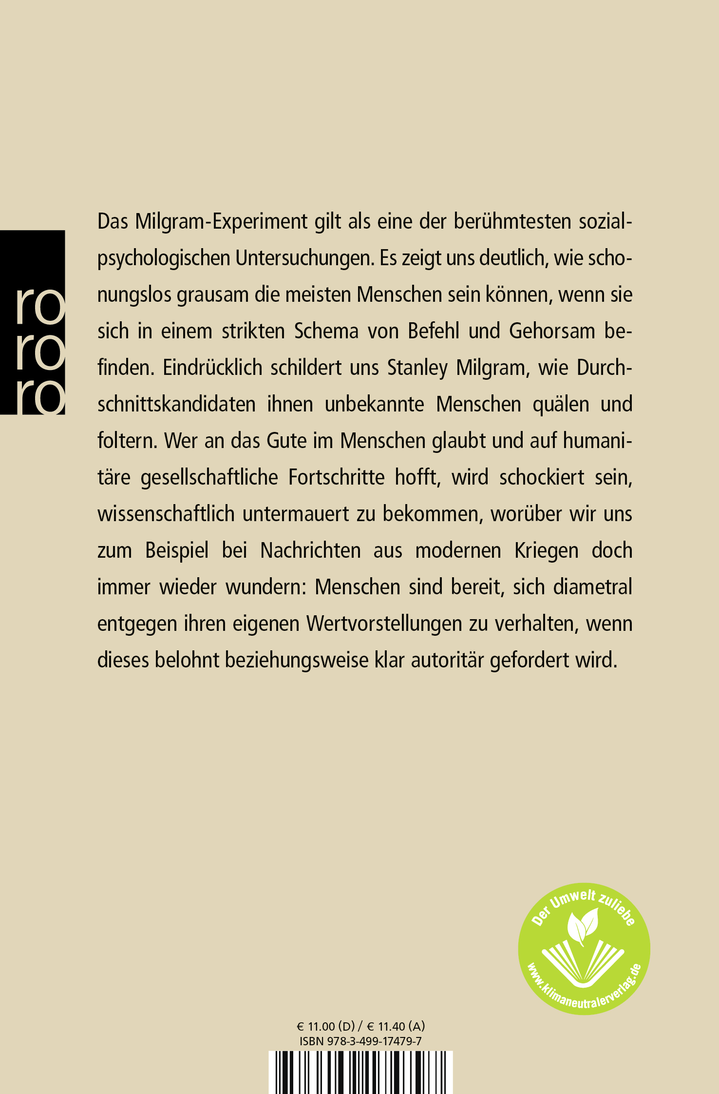 Rückseitencover Das Milgram-Experiment