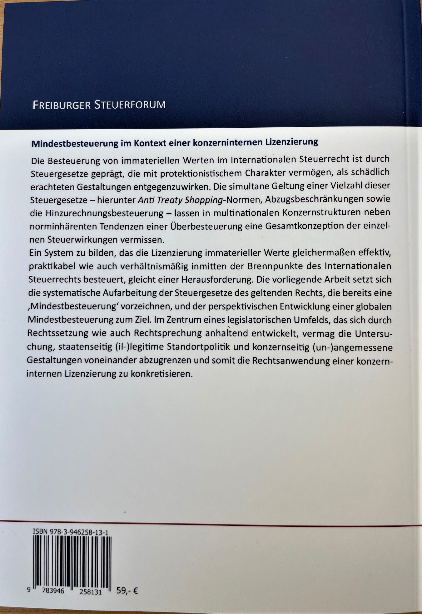 Rückseitencover Mindestbesteuerung im Kontext einer konzerninternen Lizenzierung