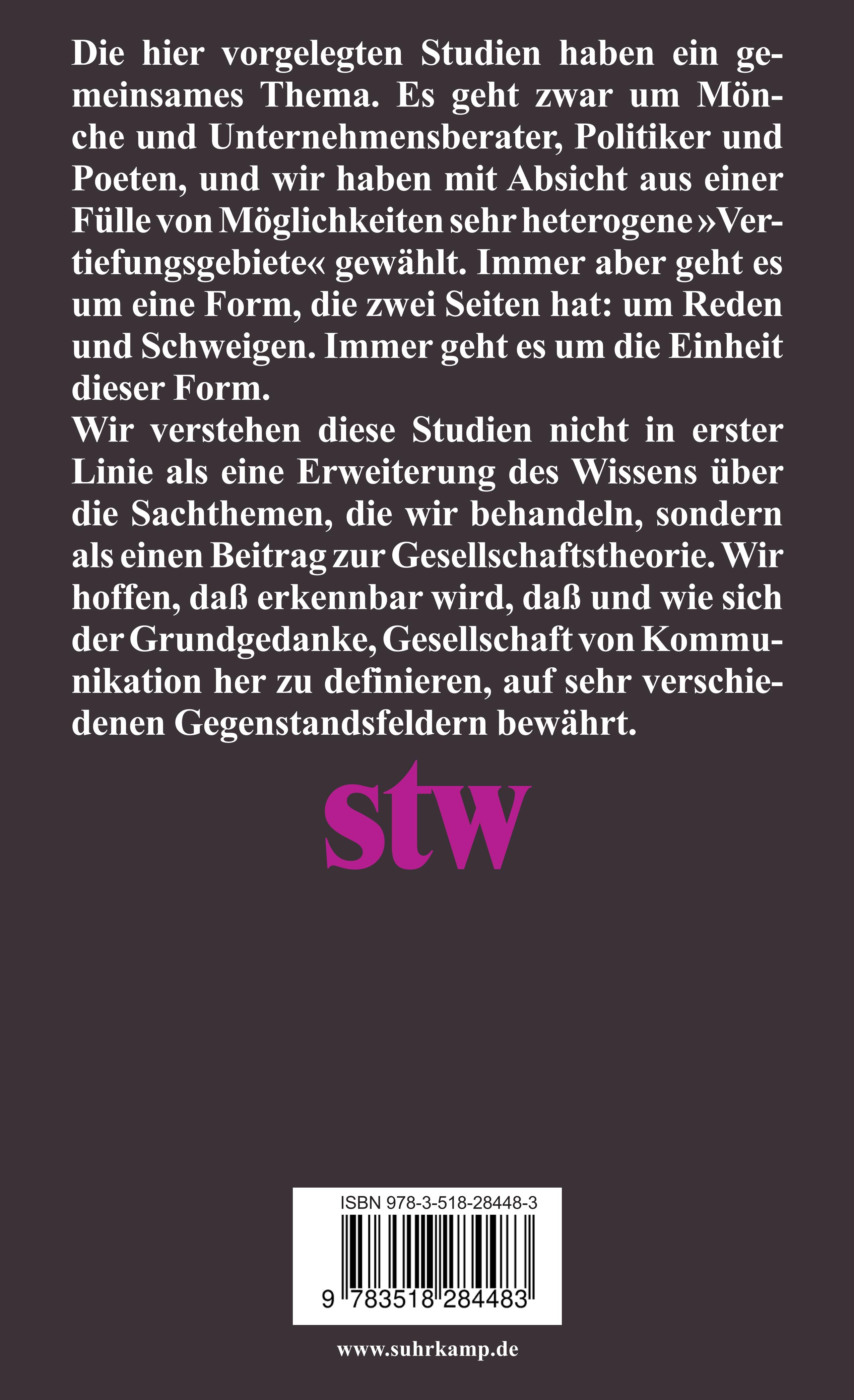Rückseitencover Reden und Schweigen