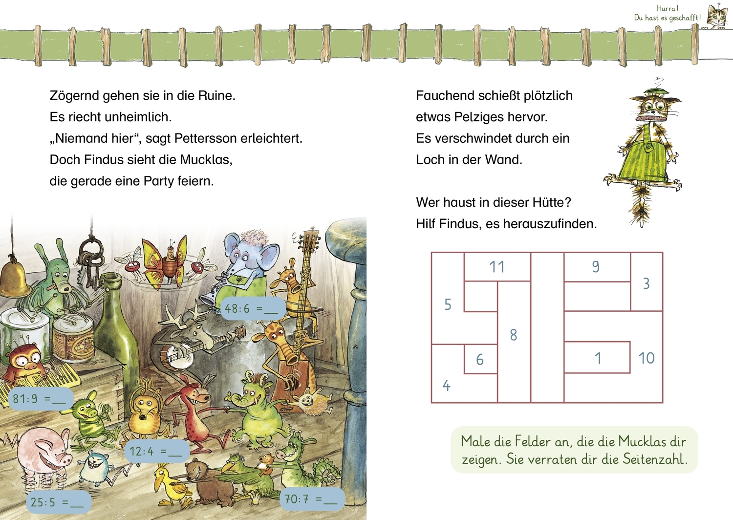 Beispielinhalt (Bild) Pettersson und Findus. Findus erlebt ein Abenteuer