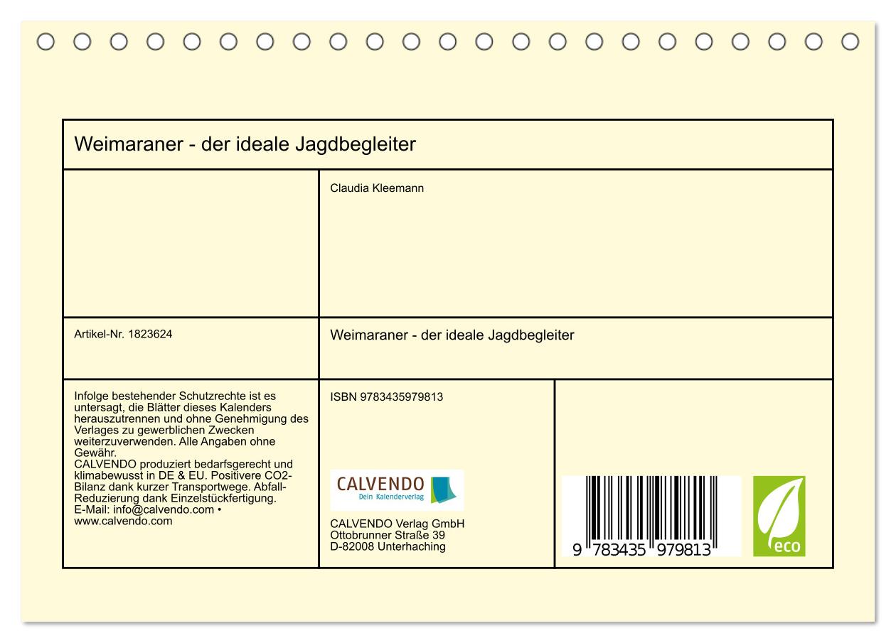 Beispielinhalt (Bild) Weimaraner - der ideale Jagdbegleiter (Tischkalender 2025 DIN A5 quer), CALVENDO Monatskalender