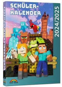 Vorderes Coverbild Schülerkalender 2024/2025 mit Minecraft; inklusive Tipps, Tricks &amp; Crafting-Rezepten