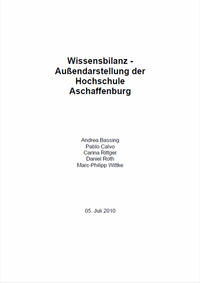 Vorderes Coverbild Wissensbilanz - Aussendarstellung der Hochschule Aschaffenburg