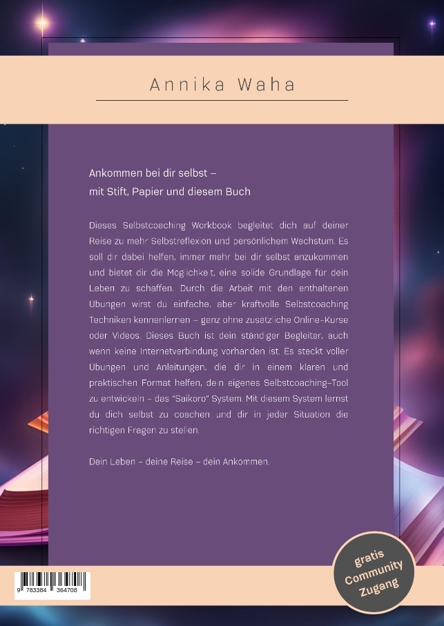 Rückseitencover Angekommen - das Selbstcoaching Workbook