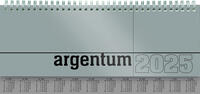 Vorderes Coverbild Zettler - Tisch-Querkalender 2025 argentum, 29,7x13,5cm, Bürokalender mit 112 Seiten, Monatsübersicht, Notizbereich, Mondphasen, Ringbindung und internationales Kalendarium