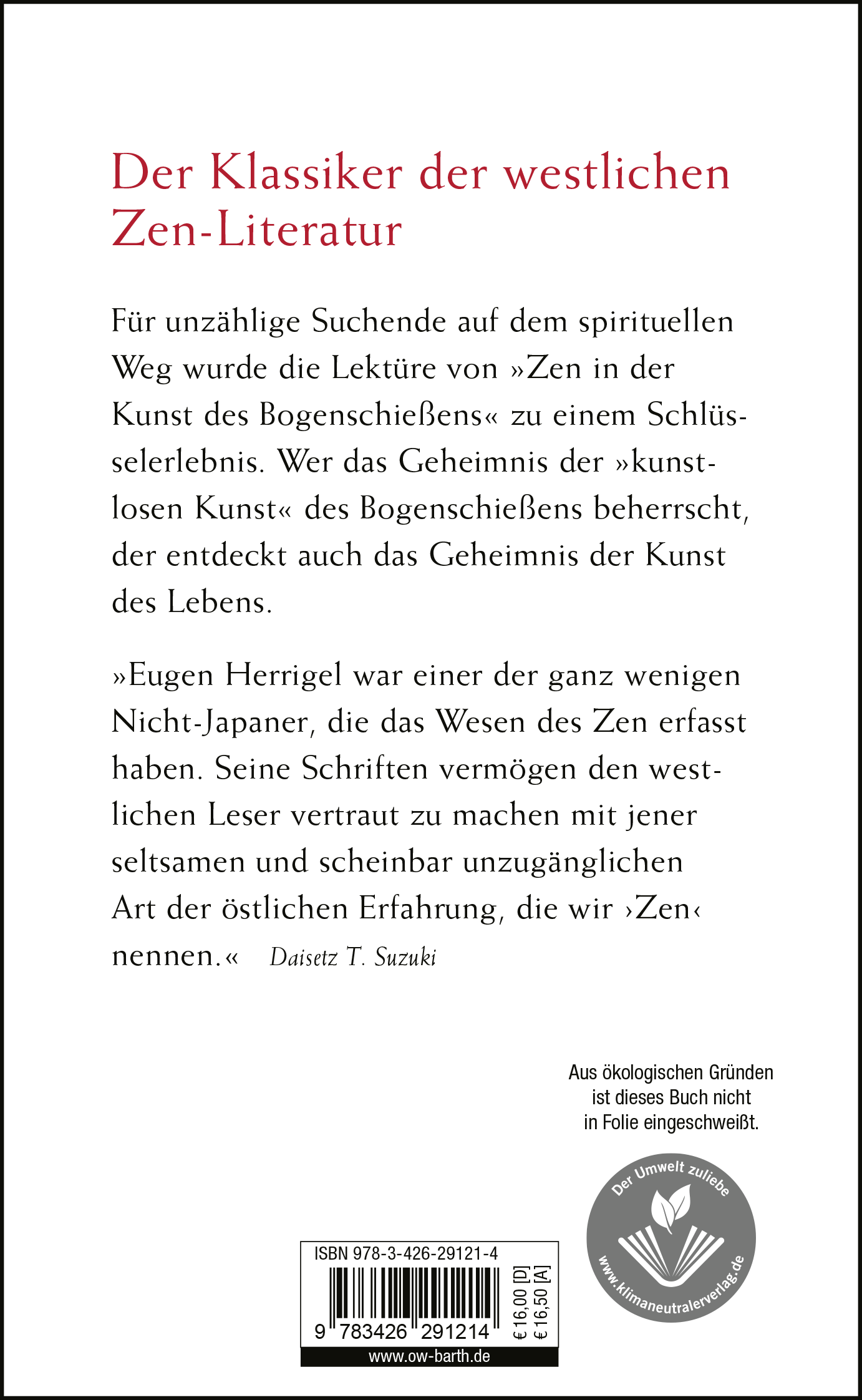 Rückseitencover Zen in der Kunst des Bogenschießens