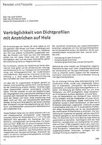 Vorderes Coverbild ift-Richtlinie - Verträglichkeit von Dichtprofilen mit Anstrichen auf Holz