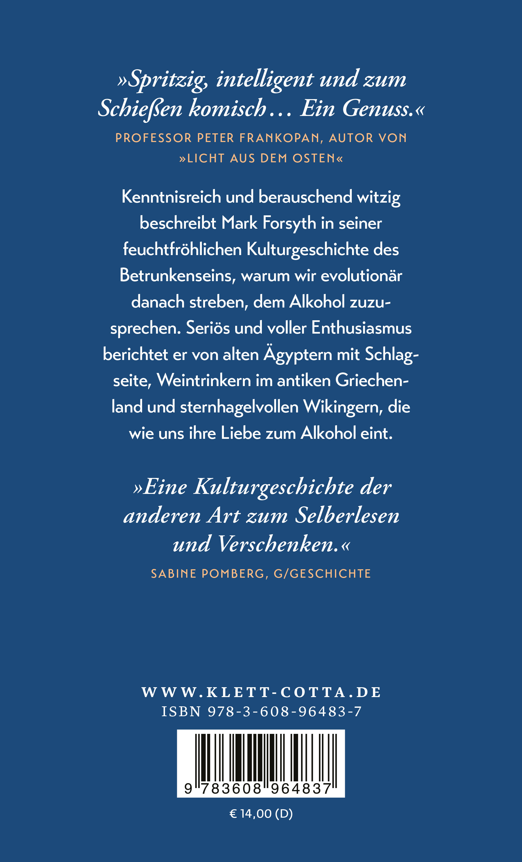 Rückseitencover Eine kurze Geschichte der Trunkenheit