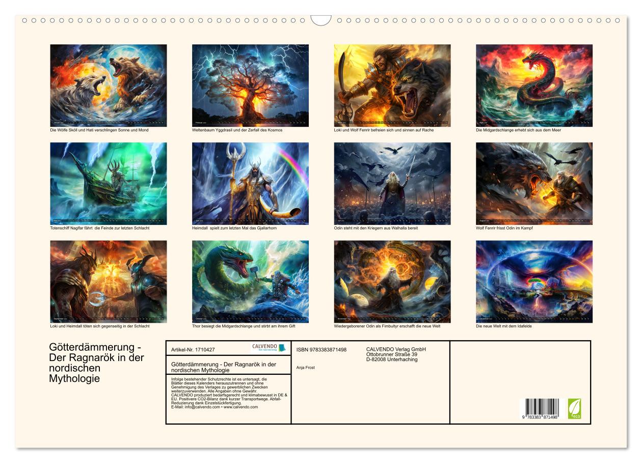 Beispielinhalt (Bild) Götterdämmerung - Der Ragnarök in der nordischen Mythologie (Wandkalender 2025 DIN A2 quer), CALVENDO Monatskalender