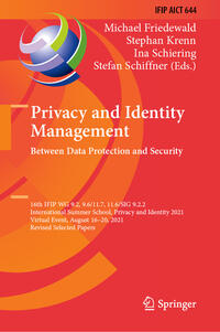 Vorderes Coverbild Privacy and Identity Management. Between Data Protection and Security