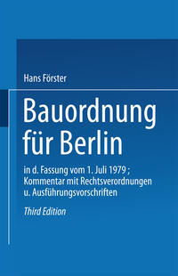 Vorderes Coverbild Bauordnung für Berlin in der Fassung vom 1. Juli 1979
