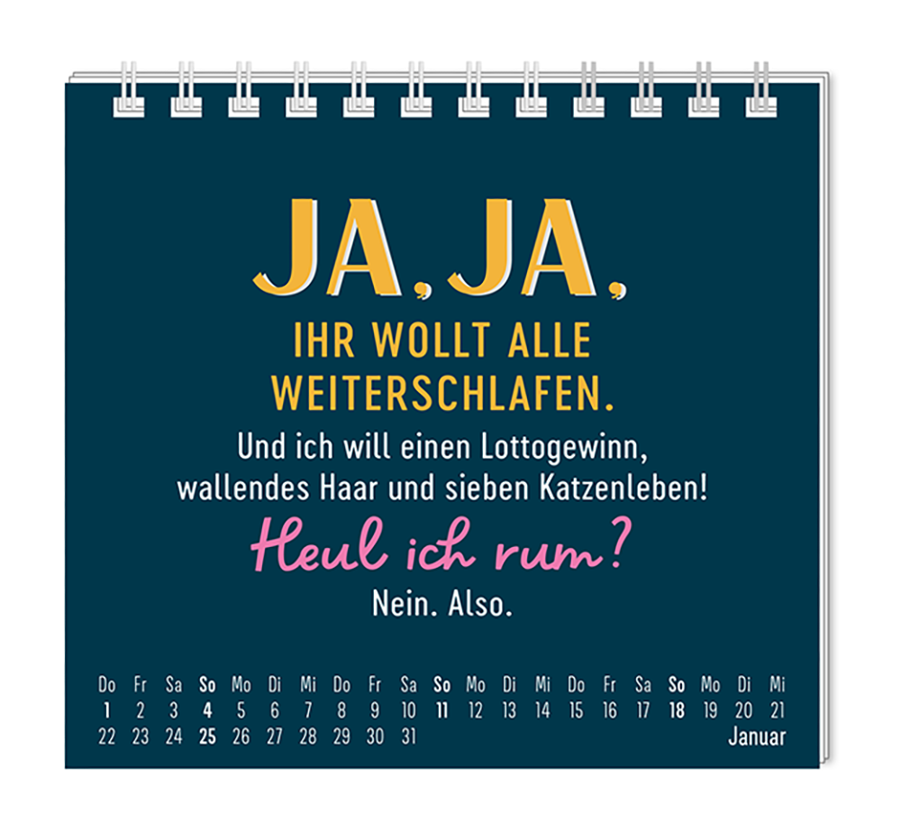 Beispielinhalt (Bild) Mini-Kalender 2026 Nett kann ich auch
