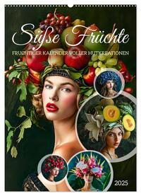 Vorderes Coverbild Süße Früchte - Fruchtiger Kalender voller Hutkreationen (Wandkalender 2025 DIN A2 hoch), CALVENDO Monatskalender