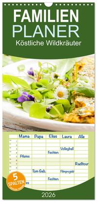Vorderes Coverbild Familienplaner 2026 - Köstliche Wildkräuter mit 5 Spalten (Wandkalender, 21 x 45 cm) CALVENDO