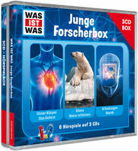Vorderes Coverbild WAS IST WAS 3-CD-Hörspielbox. Junge Forscherbox