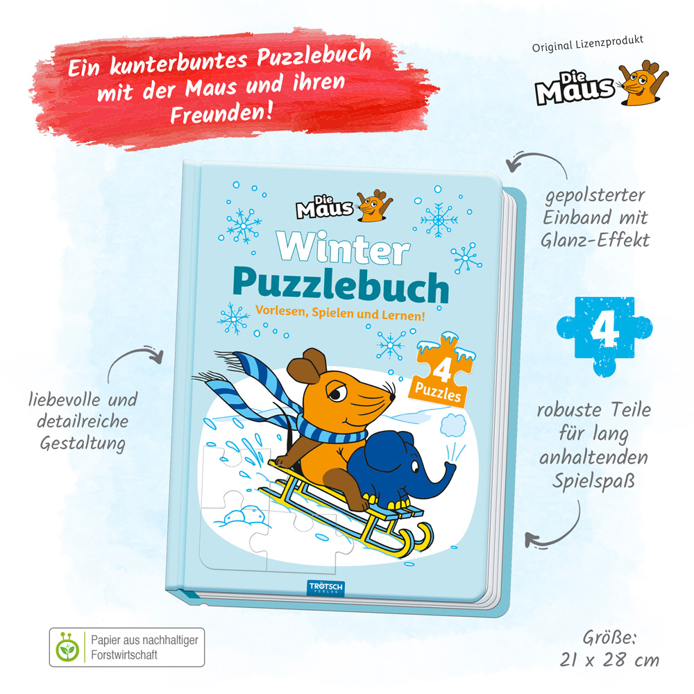 Beispielinhalt (Bild) Trötsch Die Maus Winter-Puzzlebuch Puzzlebuch