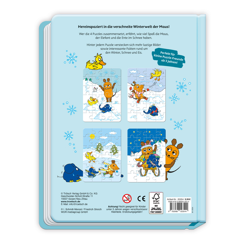 Rückseitencover Trötsch Die Maus Winter-Puzzlebuch Puzzlebuch