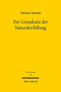 Vorderes Coverbild Der Grundsatz der Naturalerfüllung