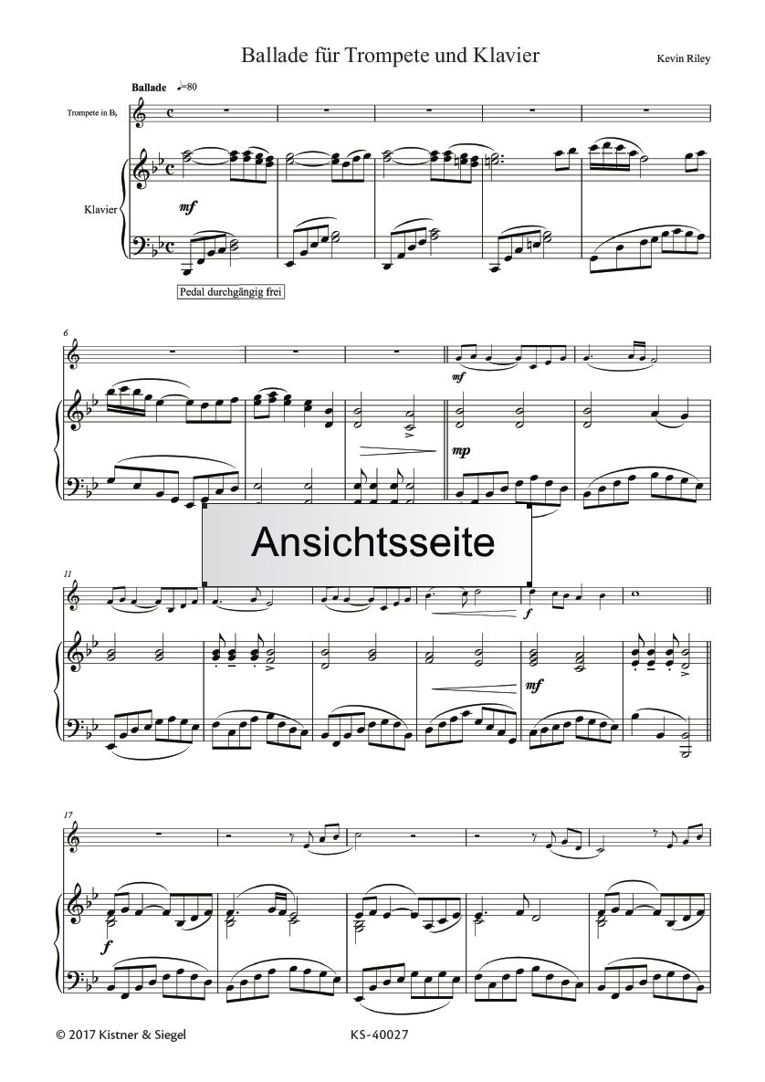 Beispielinhalt (Bild) Ballade für Trompete und Klavier