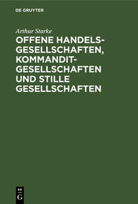 Vorderes Coverbild Offene Handelsgesellschaften, Kommanditgesellschaften und stille Gesellschaften