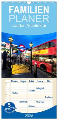 Vorderes Coverbild Familienplaner 2026 - London Architektur mit 5 Spalten (Wandkalender, 21 x 45 cm) CALVENDO