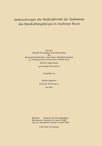 Vorderes Coverbild Untersuchungen der Radioaktivität der Sedimente des Steinkohlengebirges im Aachener Raum