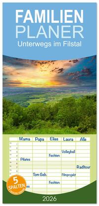 Vorderes Coverbild Familienplaner 2026 - Unterwegs im Filstal mit 5 Spalten (Wandkalender, 21 x 45 cm) CALVENDO