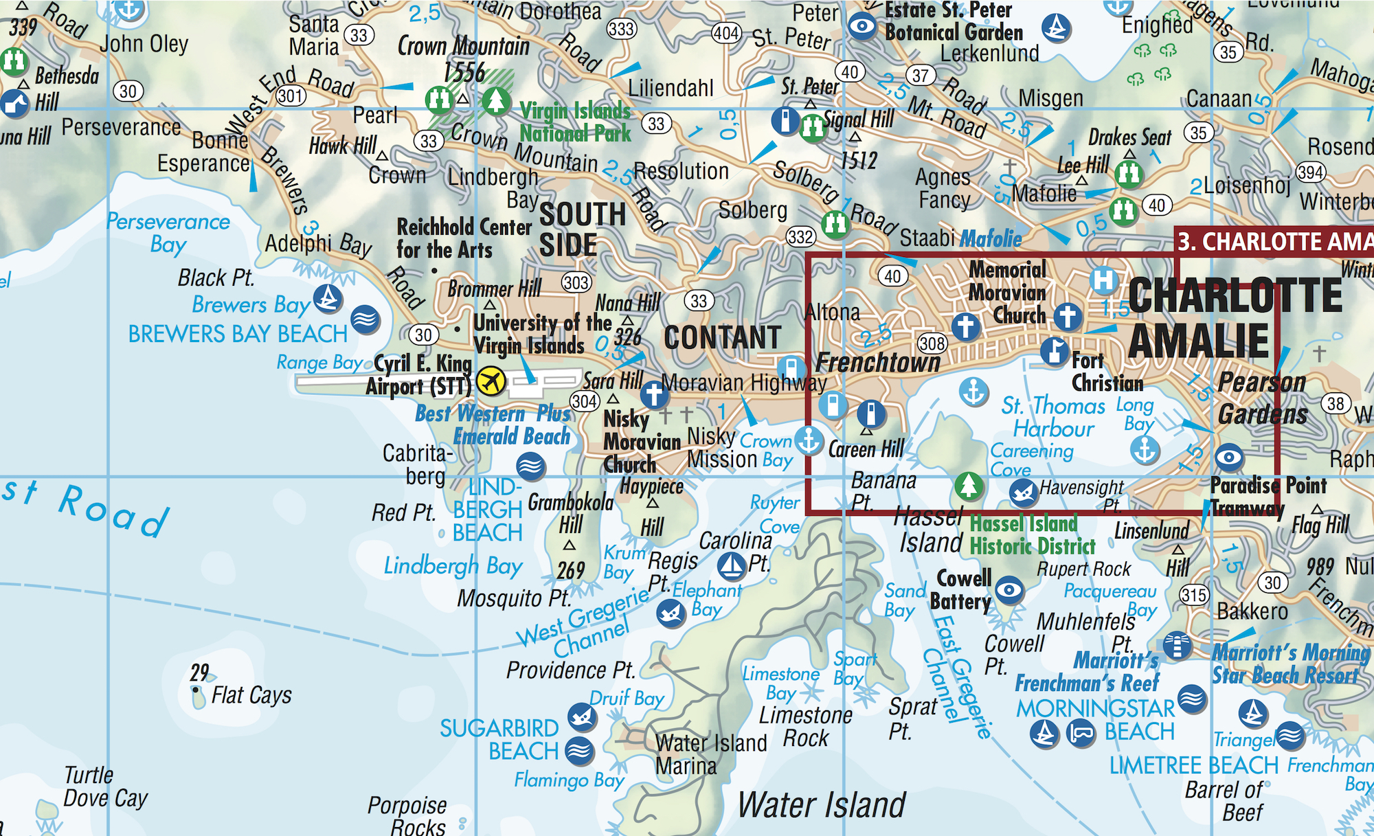 Beispielinhalt (Bild) Virgin Islands, Jungferninseln (U.S. & British), Borch Map