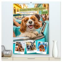 Vorderes Coverbild Cavalier King Charles Spaniel - Lustige Weltenreise im Selfie-Modus (hochwertiger Premium Wandkalender 2026 DIN A2 hoch), Kunstdruck in Hochglanz