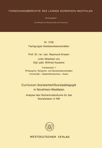 Vorderes Coverbild Curriculum Sozialarbeit/Sozialpädagogik in Nordrhein-Westfalen