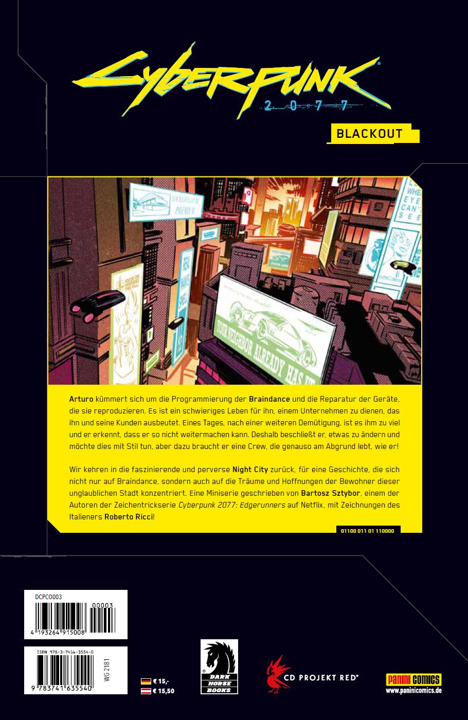 Rückseitencover Cyberpunk 2077 Comics: Blackout