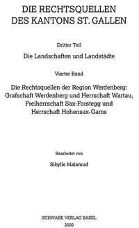 Vorderes Coverbild Die Rechtsquellen der Region Werdenberg