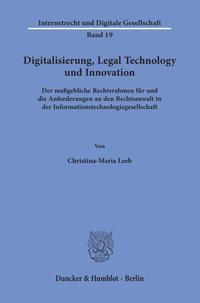 Vorderes Coverbild Digitalisierung, Legal Technology und Innovation.