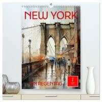 Vorderes Coverbild New York - ein Regentag (hochwertiger Premium Wandkalender 2025 DIN A2 hoch), Kunstdruck in Hochglanz