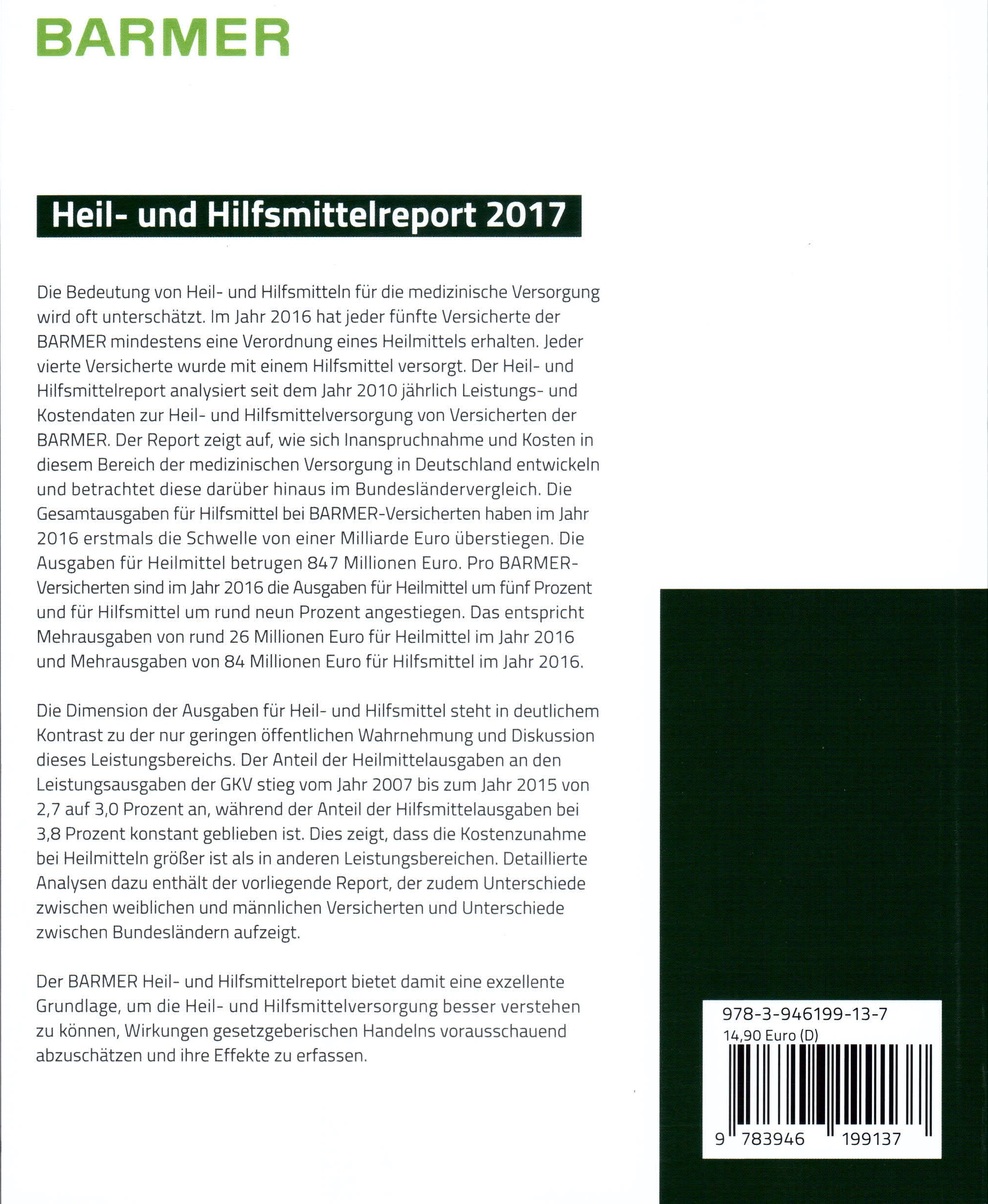 Rückseitencover BARMER Heil- und Hilfsmittelreport 2017